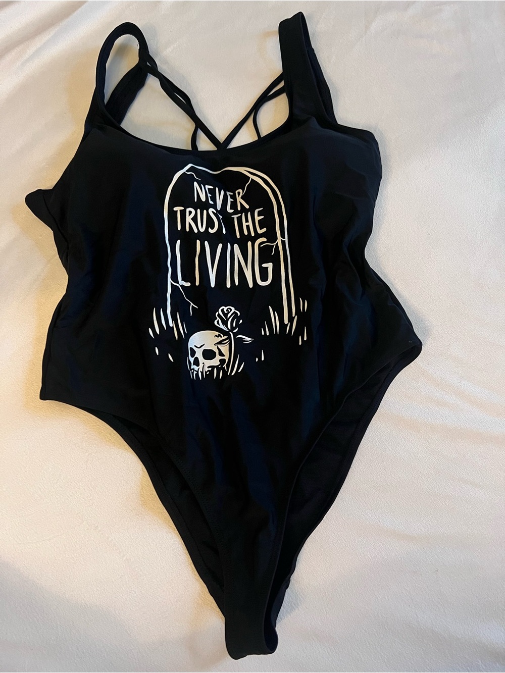Black Craft Cult Graphic One-Piece Swimsuit with Strappy Back